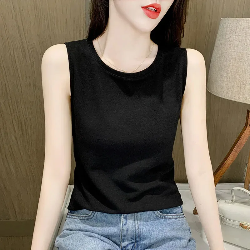Women Summer Tanks Camis Vest Fashion Basics O-Neck Ladies Street Tanks Tops Tees Hotsweet B3341
