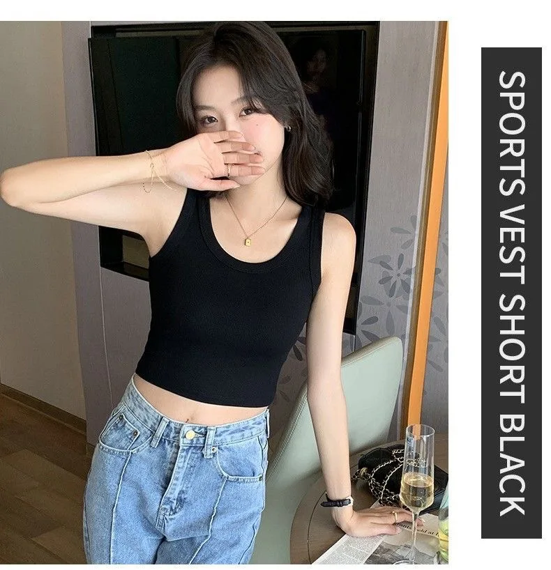 1pcs Summer Women Knitted Tank Tops Girl Thin Tops Lady Basic Casual Tank Tops Round Collar Tees Sleeveless Top For Women M L XL