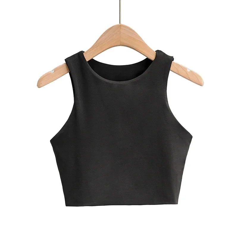 2025 Summer Fashion Women Sexy Slim Tops O-neck Sleeveless Double Nylon Ladies Good Quality Tank Tops 6 Colors