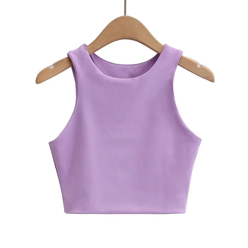 2025 Summer Fashion Women Sexy Slim Tops O-neck Sleeveless Double Nylon Ladies Good Quality Tank Tops 6 Colors