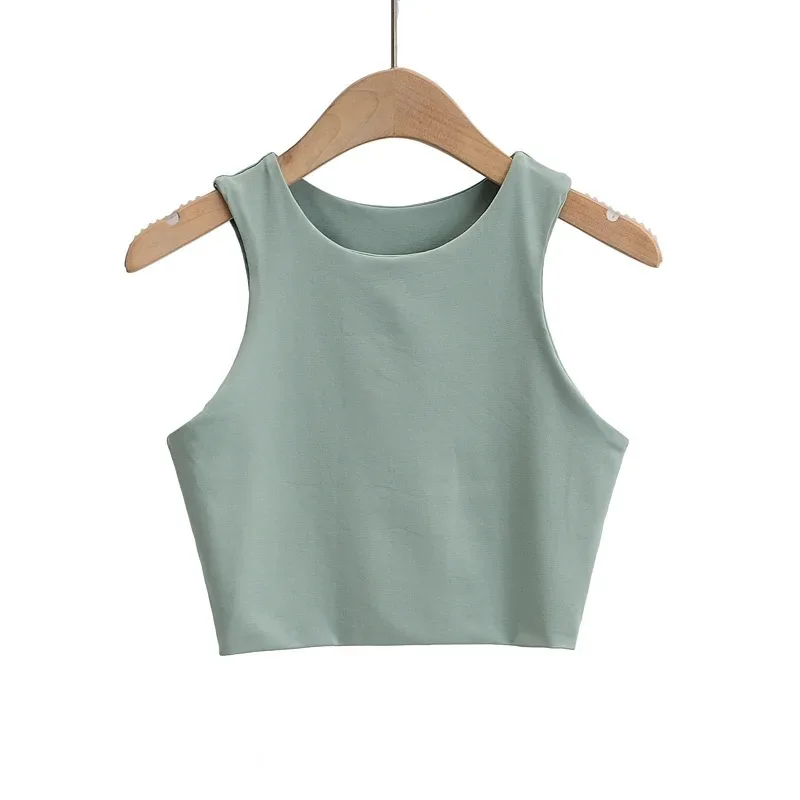 2025 Summer Fashion Women Sexy Slim Tops O-neck Sleeveless Double Nylon Ladies Good Quality Tank Tops 6 Colors