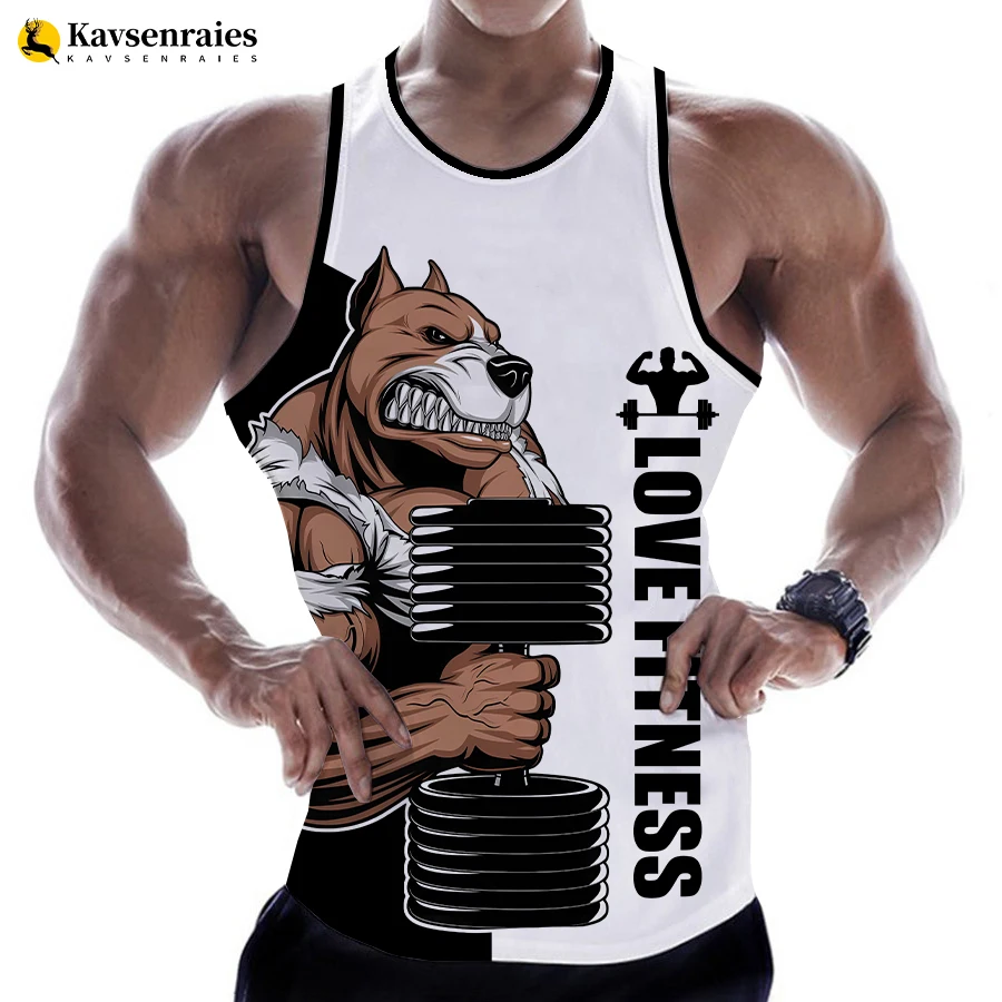 Rottweiler Love Fitness 3D Printed Tank Tops Animal Letter Print Tops Tees Sleeveless Vest Men Harajuku Streetwear GYM T-shirt