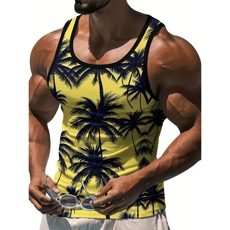 Summer Fashion Hawaii Style Graphic Tank Top For Men Fashion Trend Street Breathable Vest Novel Design 3D Print T-shirt Mens