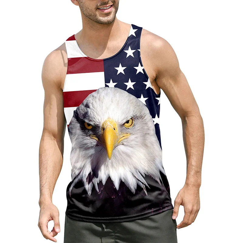 USA Eagle National Flag Graphic Tank Top Gym Clothing Men 3D Print Basketball Vest Summer Undershirt Harajuku Fashion Streetwear