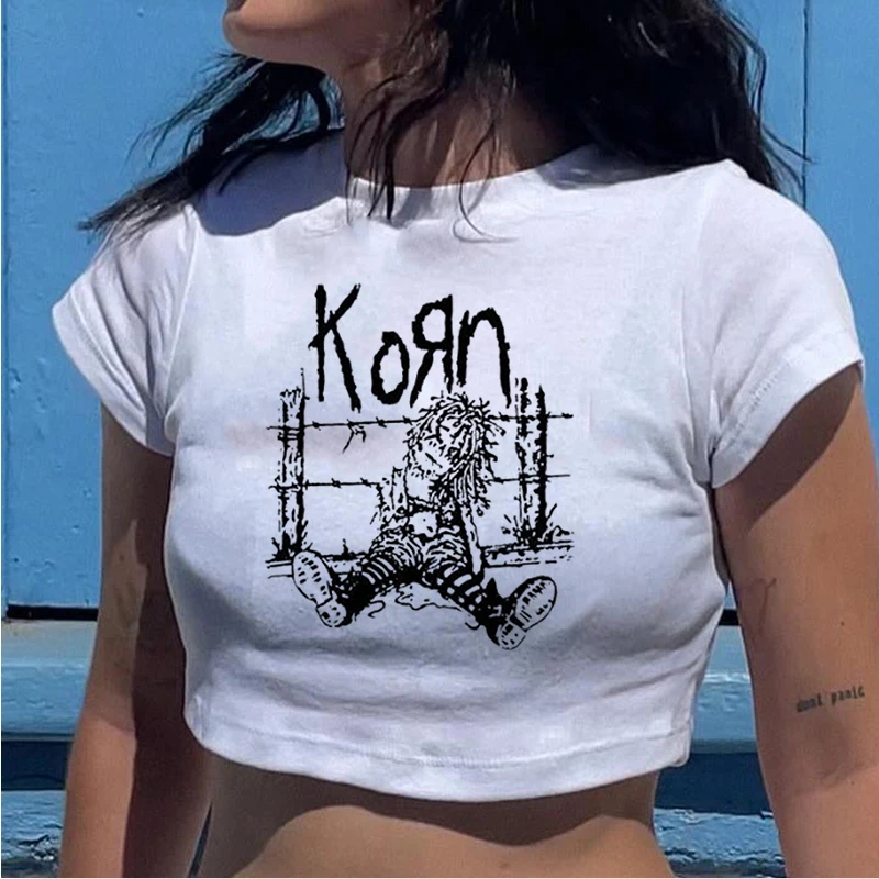 2025 Harajuku Y2K Women's Tank Top Casual Female White Crop Tops Short Sleeve Loose Solid Color Tees Vest Summer Streetwear