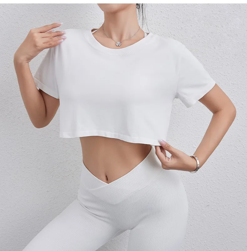 2025 Harajuku Y2K Women's Tank Top Casual Female White Crop Tops Short Sleeve Loose Solid Color Tees Vest Summer Streetwear