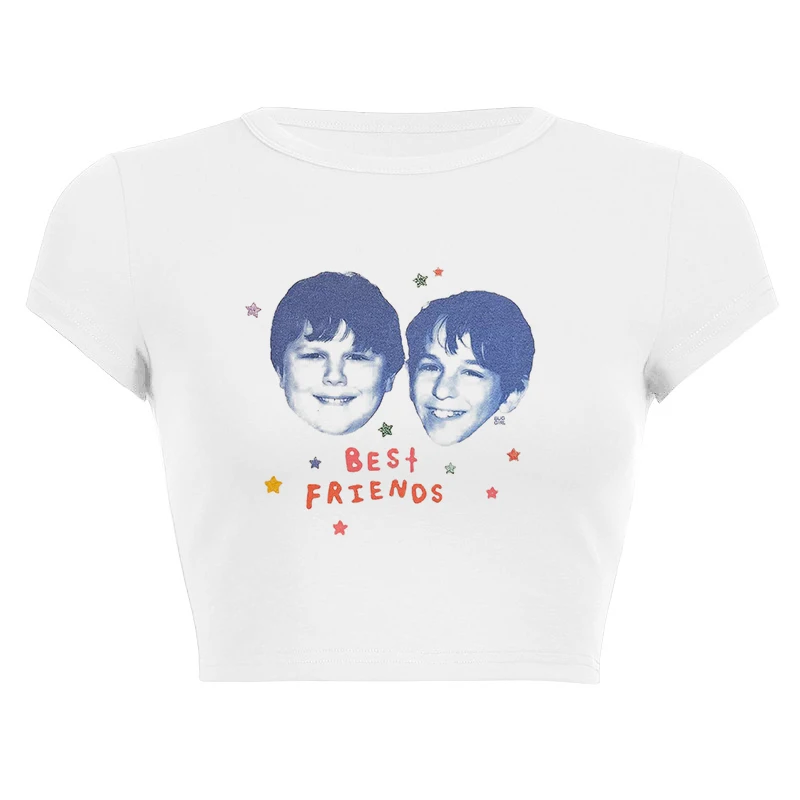 2025 Harajuku Y2K Women's Tank Top Casual Female White Crop Tops Short Sleeve Loose Solid Color Tees Vest Summer Streetwear