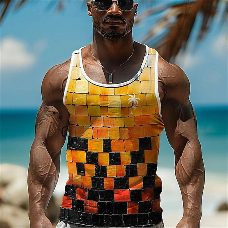 3D Full Print Camouflage Fitness Tank Top For Men Fashion New USA Flag Pattern Sleeveless T-shirt Summer Oversized Men Gym Vest
