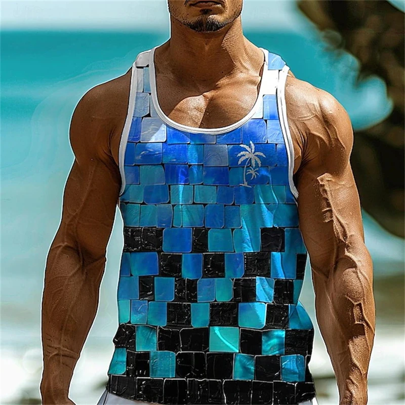 3D Full Print Camouflage Fitness Tank Top For Men Fashion New USA Flag Pattern Sleeveless T-shirt Summer Oversized Men Gym Vest