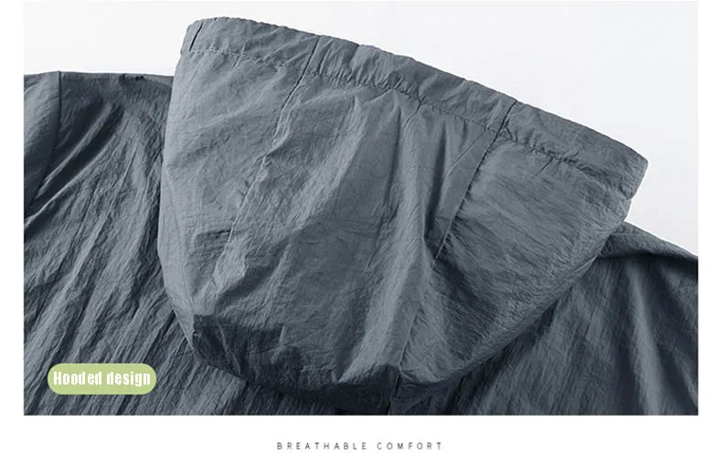 Summer Waterproof Hiking Jackets Men Fishing Cycling Hooded Gym Sports Running Coat Outdoor Sun-Protective Thin Jacket Clothing