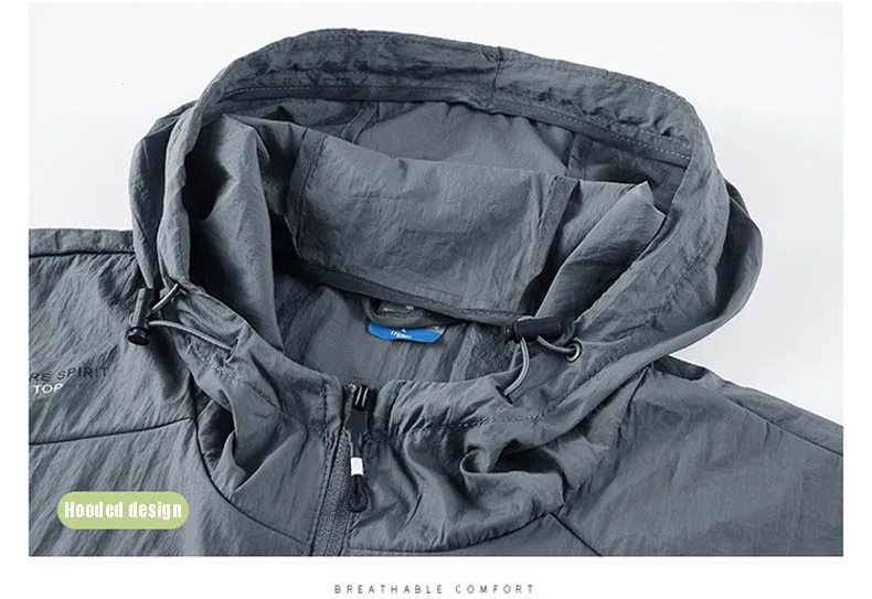 Summer Waterproof Hiking Jackets Men Fishing Cycling Hooded Gym Sports Running Coat Outdoor Sun-Protective Thin Jacket Clothing