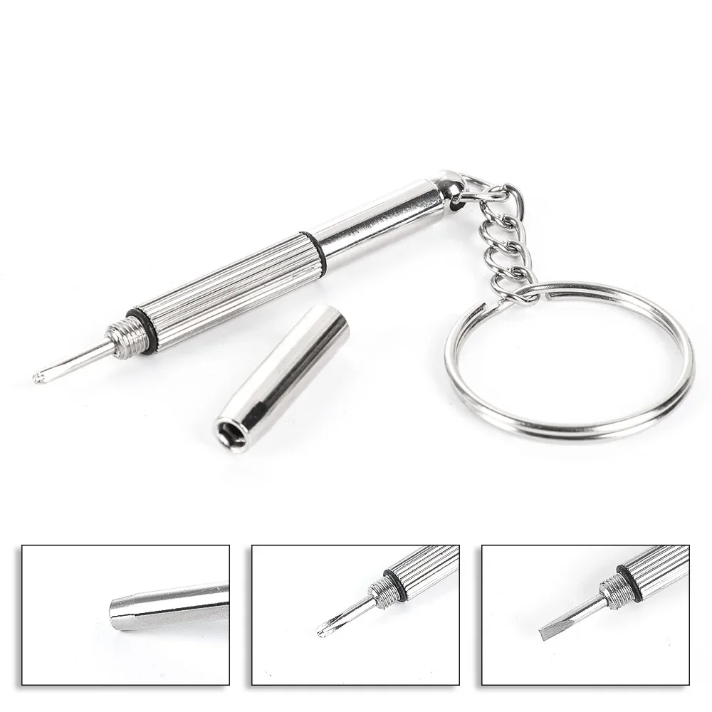 Steel Glasses Screwdriver Eyeglass Screwdriver Watch Repair Kit with Keychain Portable Hand Tools Precision Screwdriver Tools