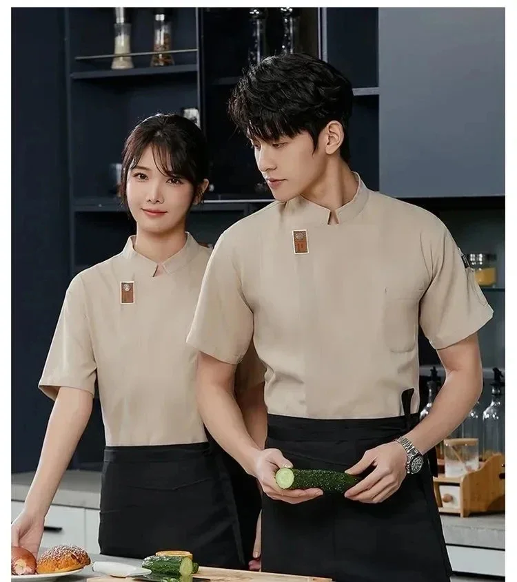 New Chef Jackets for Men Women Short Sleeve Cook Shirt Solid Chef Uniform Bakery Restaurant Waitress Waiter Uniform Tops