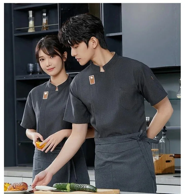 New Chef Jackets for Men Women Short Sleeve Cook Shirt Solid Chef Uniform Bakery Restaurant Waitress Waiter Uniform Tops