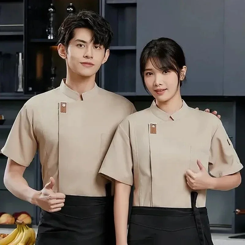 New Chef Jackets for Men Women Short Sleeve Cook Shirt Solid Chef Uniform Bakery Restaurant Waitress Waiter Uniform Tops