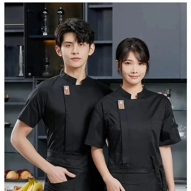New Chef Jackets for Men Women Short Sleeve Cook Shirt Solid Chef Uniform Bakery Restaurant Waitress Waiter Uniform Tops