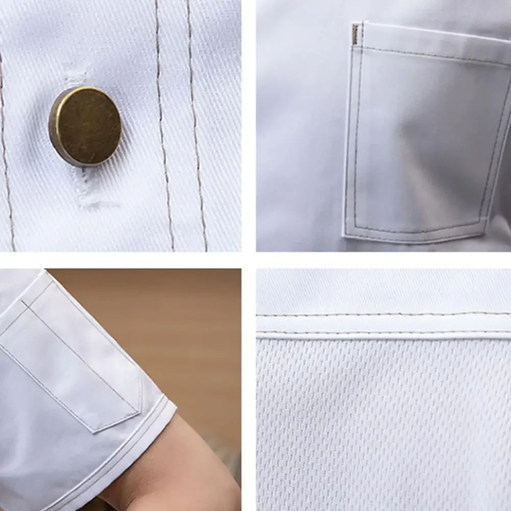 New Chef Jackets for Men Women Short Sleeve Cook Shirt Solid Chef Uniform Bakery Restaurant Waitress Waiter Uniform Tops