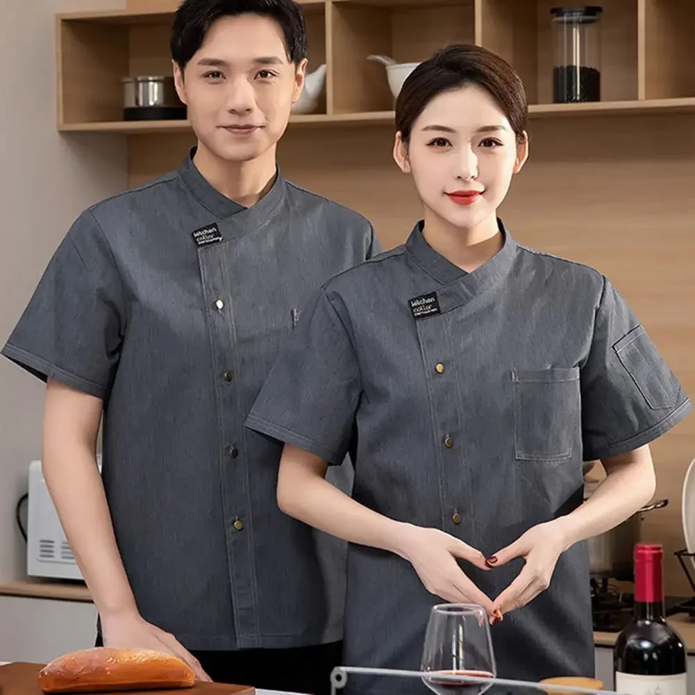 New Chef Jackets for Men Women Short Sleeve Cook Shirt Solid Chef Uniform Bakery Restaurant Waitress Waiter Uniform Tops