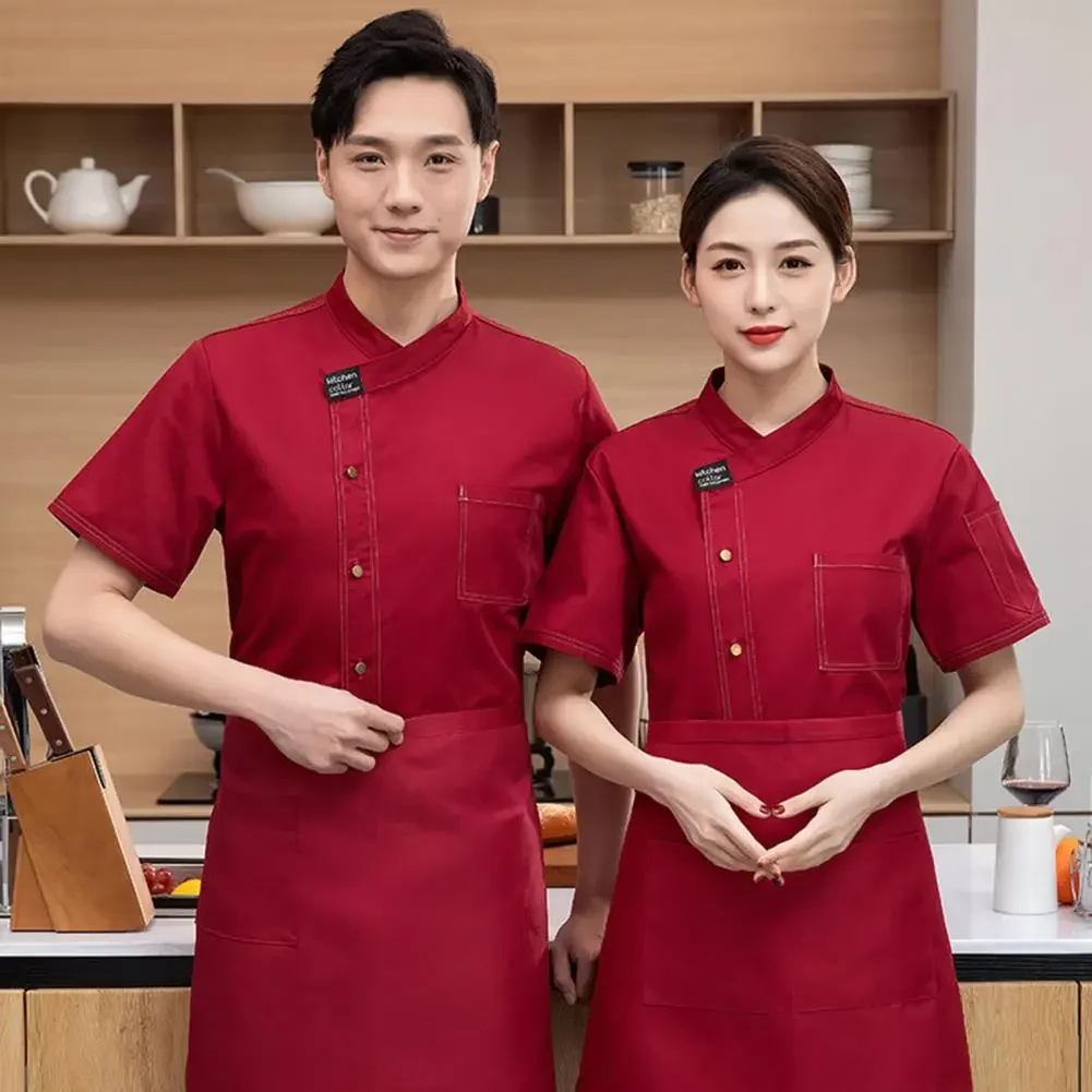 New Chef Jackets for Men Women Short Sleeve Cook Shirt Solid Chef Uniform Bakery Restaurant Waitress Waiter Uniform Tops