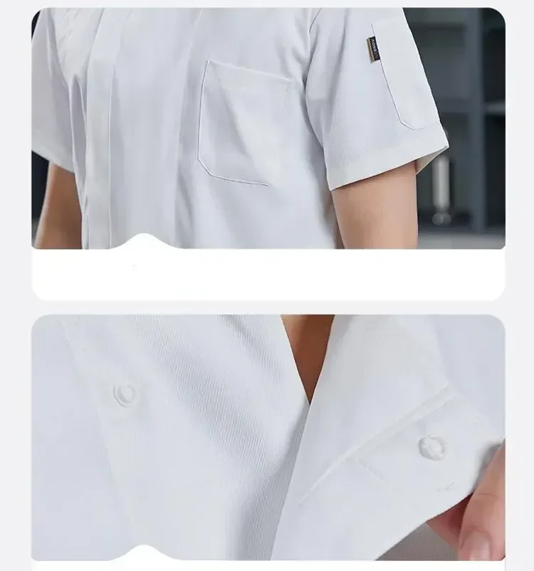 New Chef Jackets for Men Women Short Sleeve Cook Shirt Solid Chef Uniform Bakery Restaurant Waitress Waiter Uniform Tops