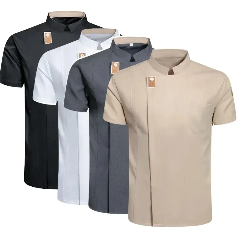 New Chef Jackets for Men Women Short Sleeve Cook Shirt Solid Chef Uniform Bakery Restaurant Waitress Waiter Uniform Tops