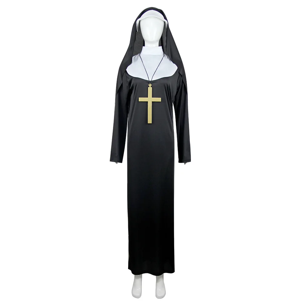 Halloween Costumes Priests Cosplay Nuns Dress Role Play Black Priest Costumes Jesus Virgin Mary Nuns Costume  For Adult
