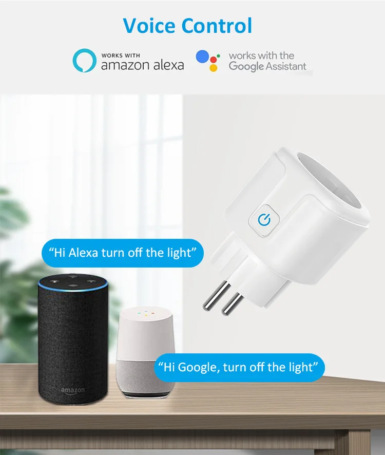 Tuya Wifi Smart Socket EU16A/20A Smart Plug With Power Monitoring Smart Life APP Remote Control Support Google Assistant Alex