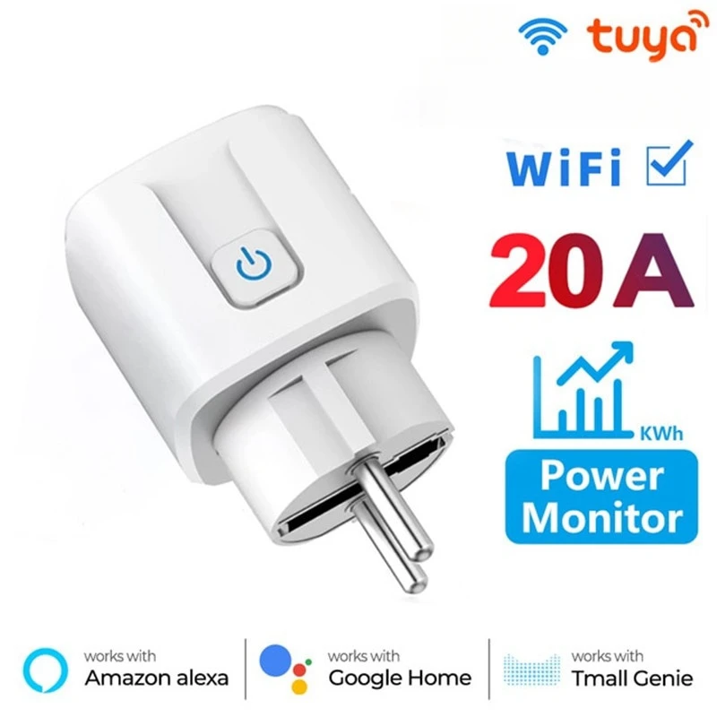 Tuya Wifi Smart Socket EU16A/20A Smart Plug With Power Monitoring Smart Life APP Remote Control Support Google Assistant Alex