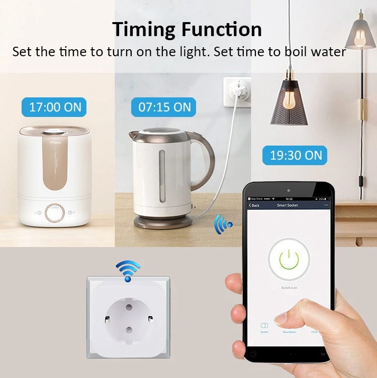 Tuya Wifi Smart Socket EU16A/20A Smart Plug With Power Monitoring Smart Life APP Remote Control Support Google Assistant Alex