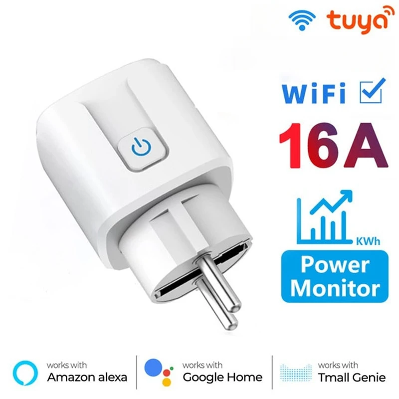 Tuya Wifi Smart Socket EU16A/20A Smart Plug With Power Monitoring Smart Life APP Remote Control Support Google Assistant Alex