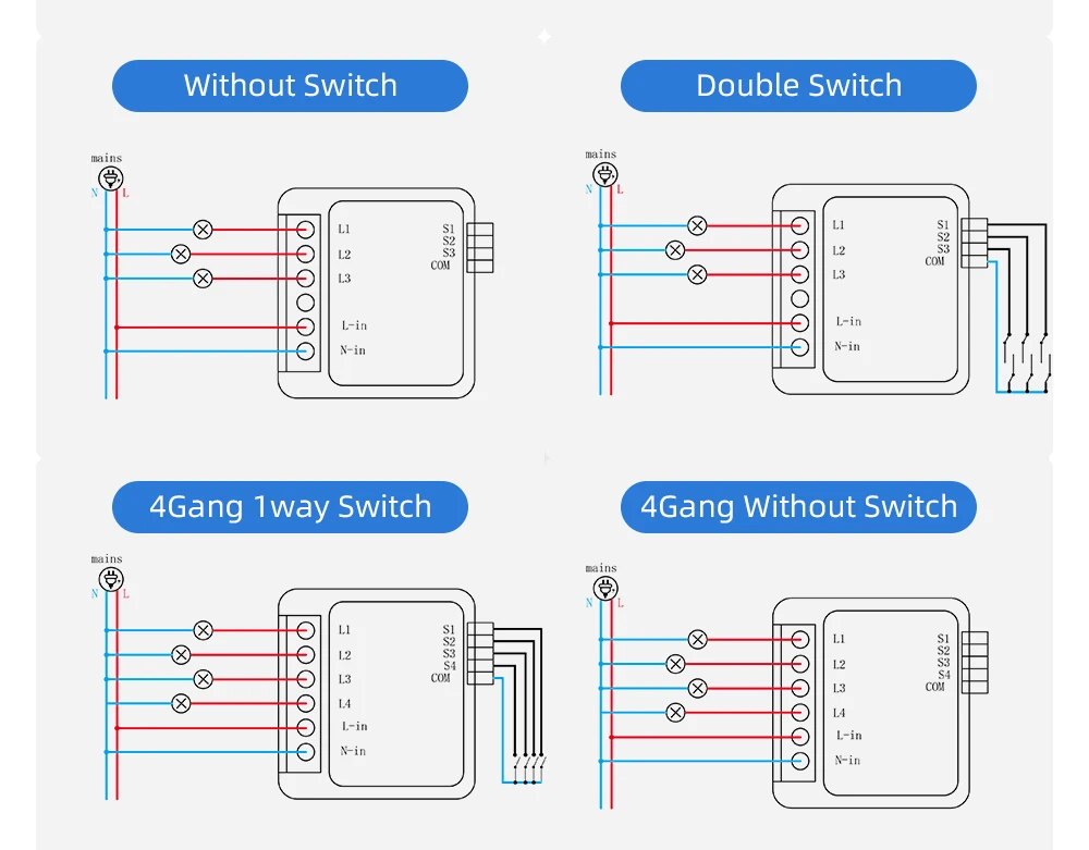Smart Tuya WiFi Smart Switch Module 2/3/4 Gang 2-way Control Smart Home Relay Automation Breaker Works With Alexa Google Home
