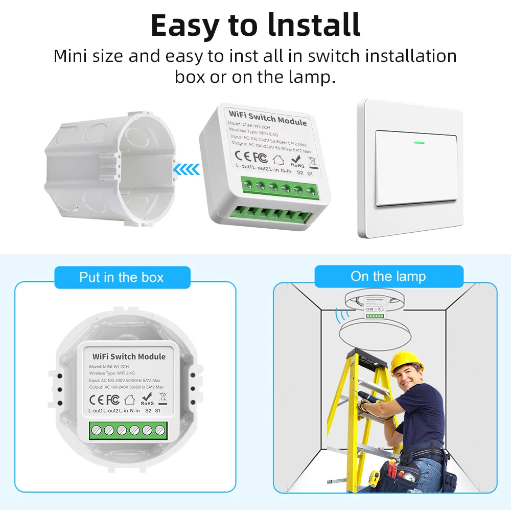Smart Tuya WiFi Smart Switch Module 2/3/4 Gang 2-way Control Smart Home Relay Automation Breaker Works With Alexa Google Home