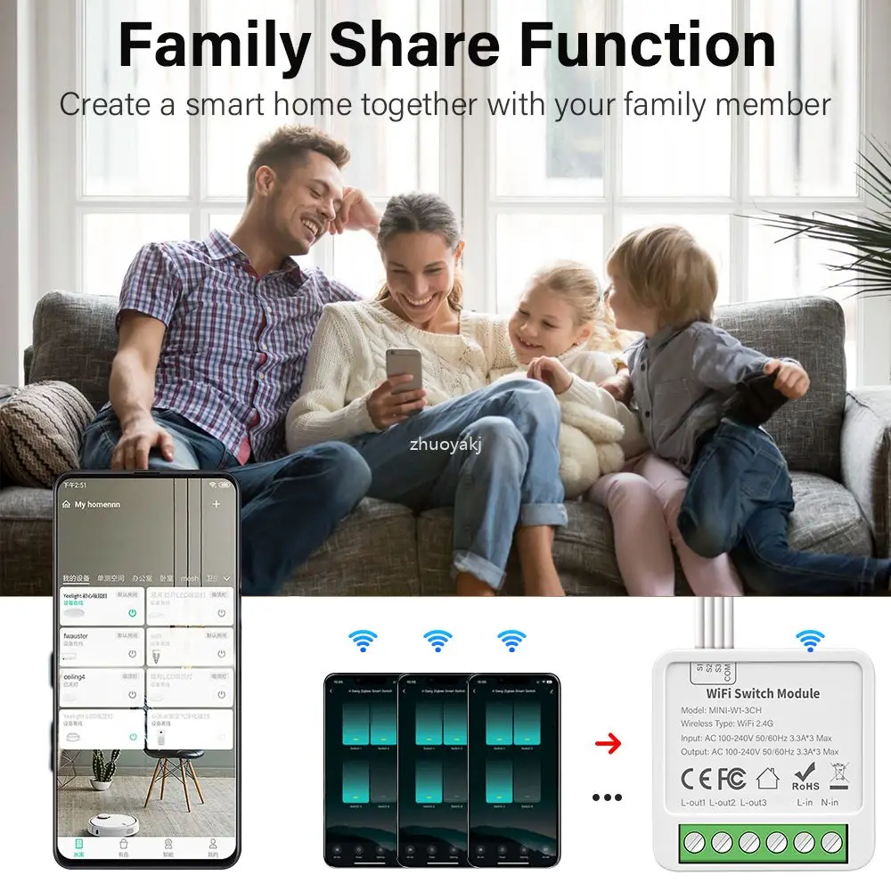 Smart Tuya WiFi Smart Switch Module 2/3/4 Gang 2-way Control Smart Home Relay Automation Breaker Works With Alexa Google Home