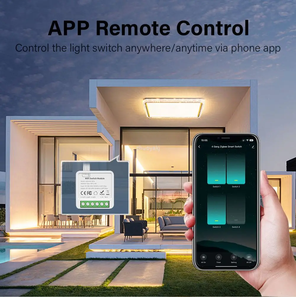Smart Tuya WiFi Smart Switch Module 2/3/4 Gang 2-way Control Smart Home Relay Automation Breaker Works With Alexa Google Home