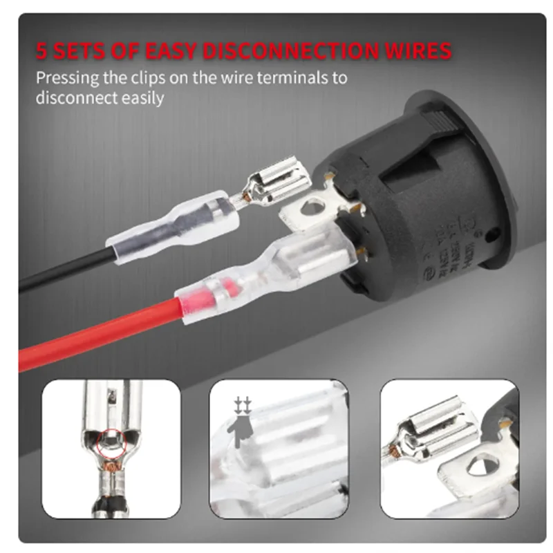 5/10Pcs Rocker Switch ON/Off SPST 2Pin Latching Toggle Switch Snap Boat Car Round Switches Pre-Wired 6A/250V 10A/125V AC