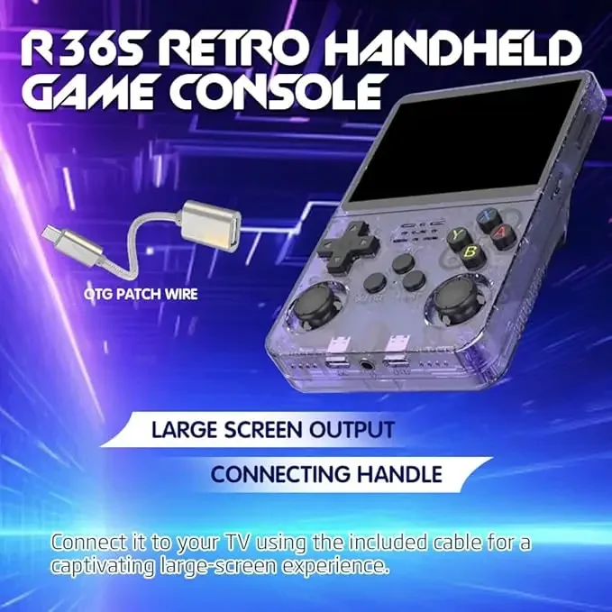R36S Classic Retro Game Console with ARKOS System Video Games Single Card Portable Hand-held Gaming Console Kids Gift 3.5 Inch