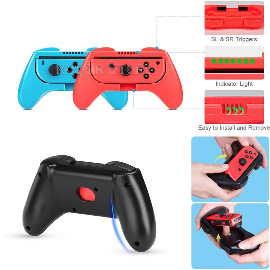 Nintend Switch Game Accessories Set with joy con Handle Racing Steering Wheel & Silicone Case for Nintendo Switch OLED Joycon