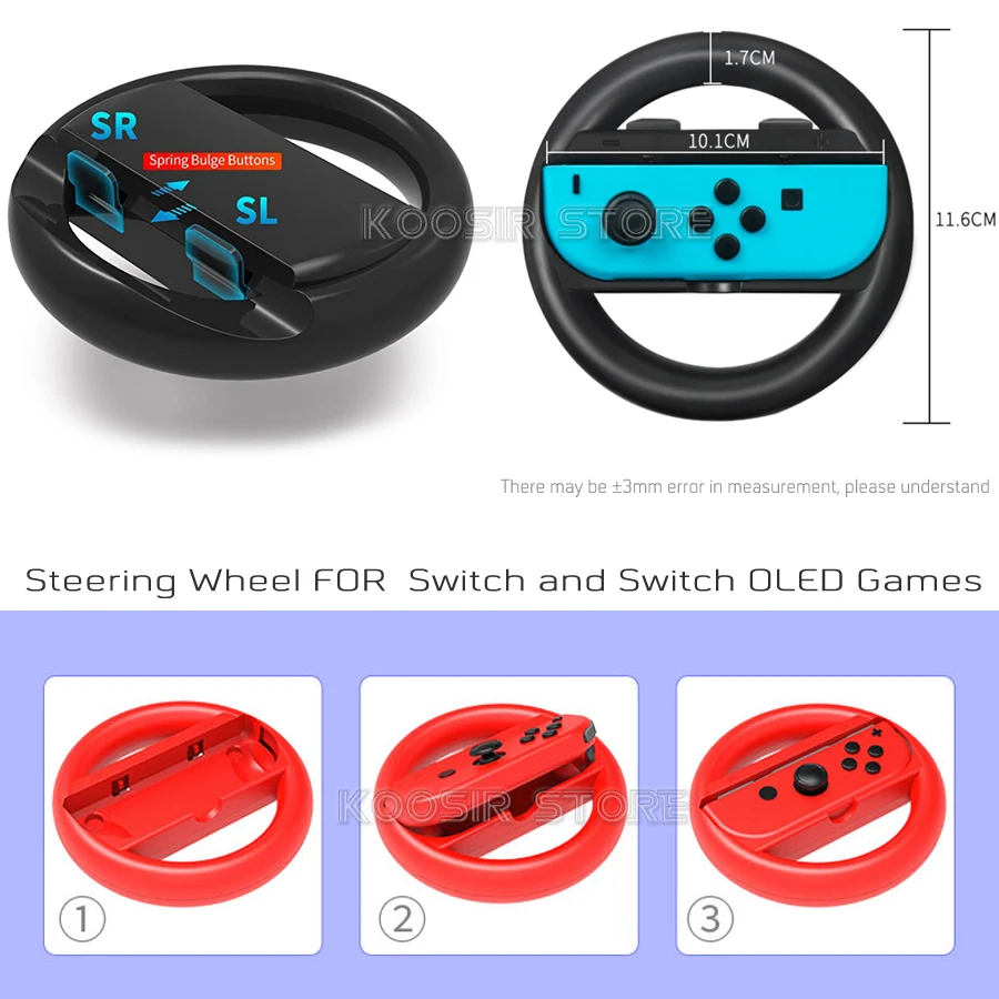 Nintend Switch Game Accessories Set with joy con Handle Racing Steering Wheel & Silicone Case for Nintendo Switch OLED Joycon