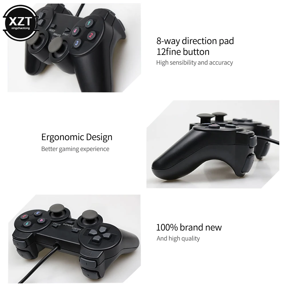 1pcs USB Wired Gamepad Joystick for WinXP PC Computer Laptop Controller for Windows 7 / 8 / 10 / XP Game Joypad Plug and Play