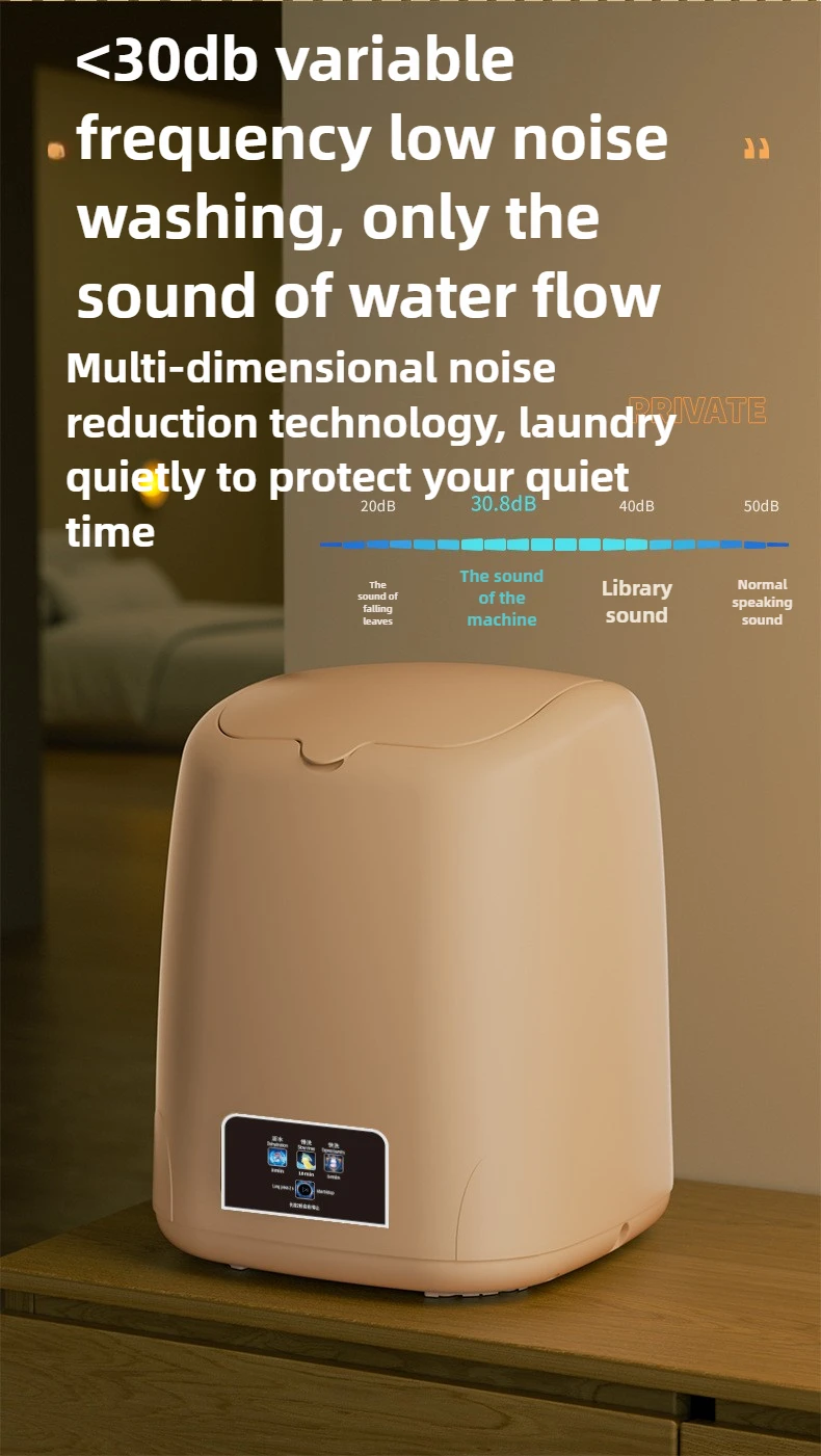 12L Portable Household Underwear Washing Machine Mini Small Intelligent Ultrasonic Washing Machine Blue Light Cleaning Dryer