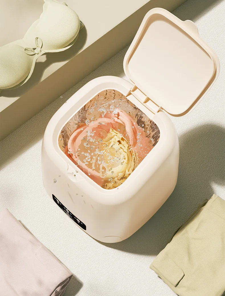 12L Portable Household Underwear Washing Machine Mini Small Intelligent Ultrasonic Washing Machine Blue Light Cleaning Dryer