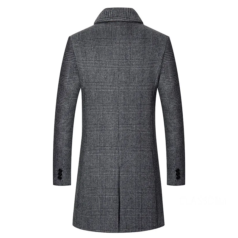 Men Cashmere Wool Blends Long Winter Jackets Trench Coats High Quality Winter Coats Male Business Casual Wool Trench Coats 4XL