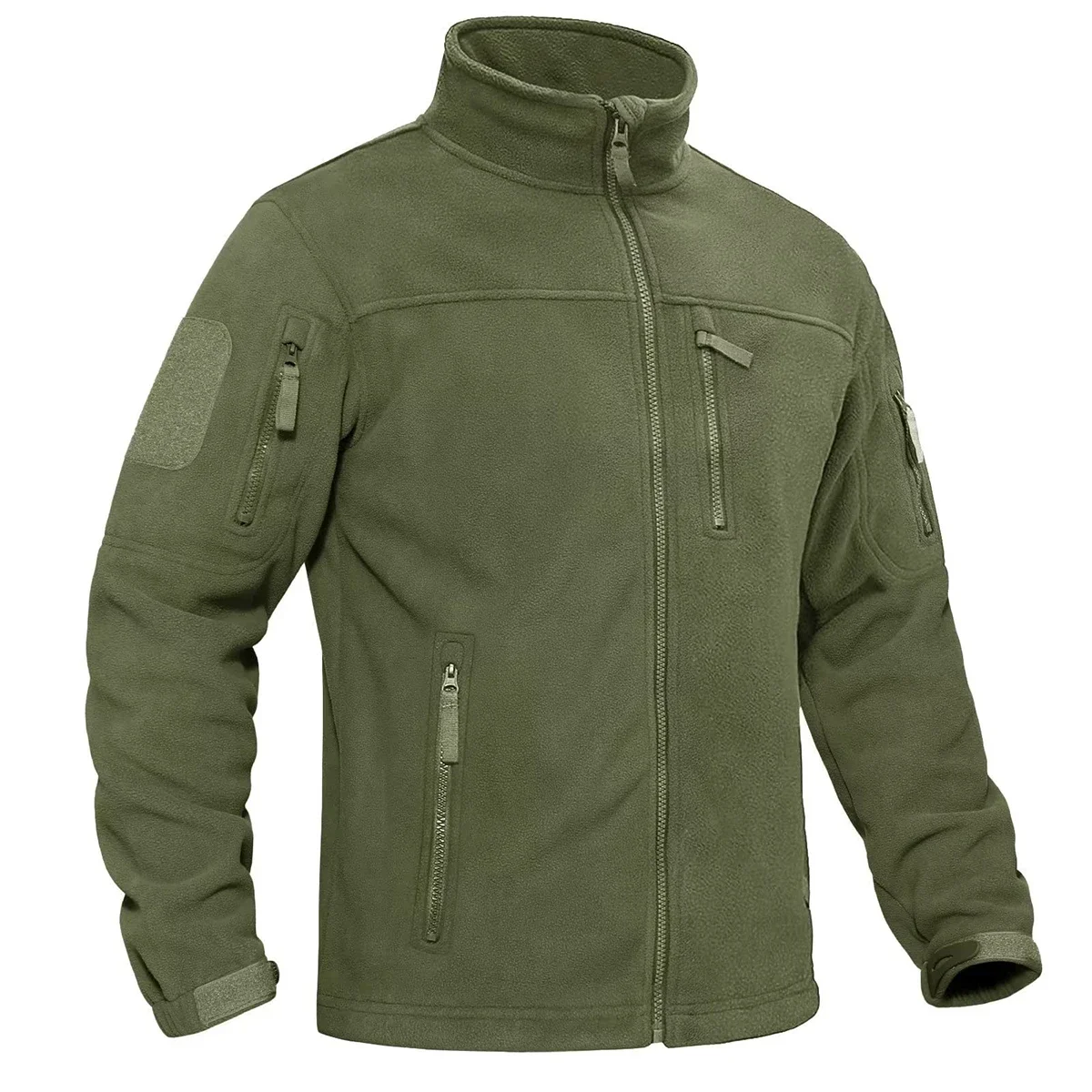 Men's Fleece Jacket Soft Warmth Windproof Full Zip Up Coat Multiple Zipper Pockets Hiking Working Outdoors Windbreaker