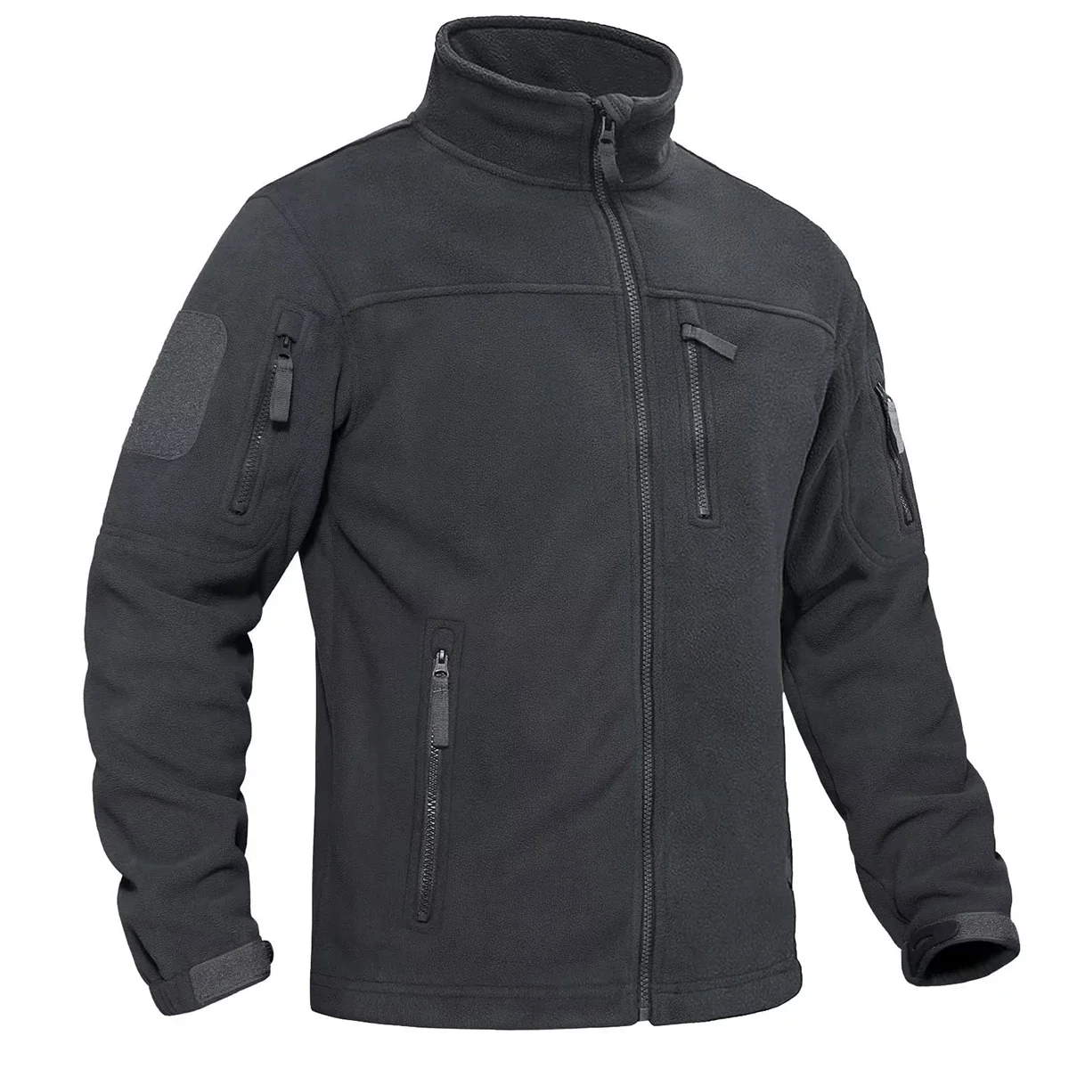 Men's Fleece Jacket Soft Warmth Windproof Full Zip Up Coat Multiple Zipper Pockets Hiking Working Outdoors Windbreaker