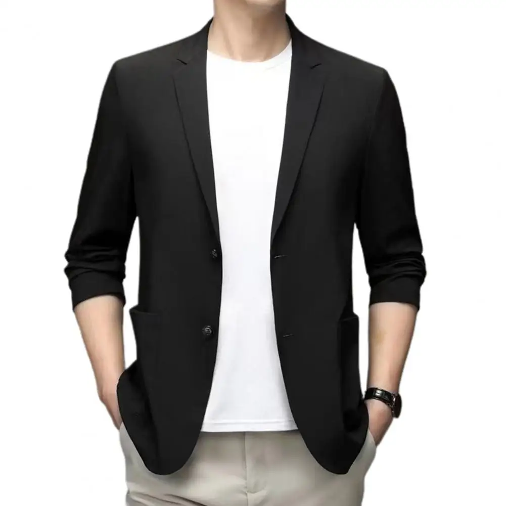 Stylish Men Suit Jacket Men Lightweight Suit Coat Men's Formal Summer Suit Coat with Lapel Double Buttons Business for Work
