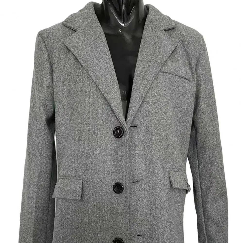 Autumn Winter Men Coat Solid Color Turn-down Collar Single-breasted Split Windbreaker Thick Straight Knee Length Male Coat