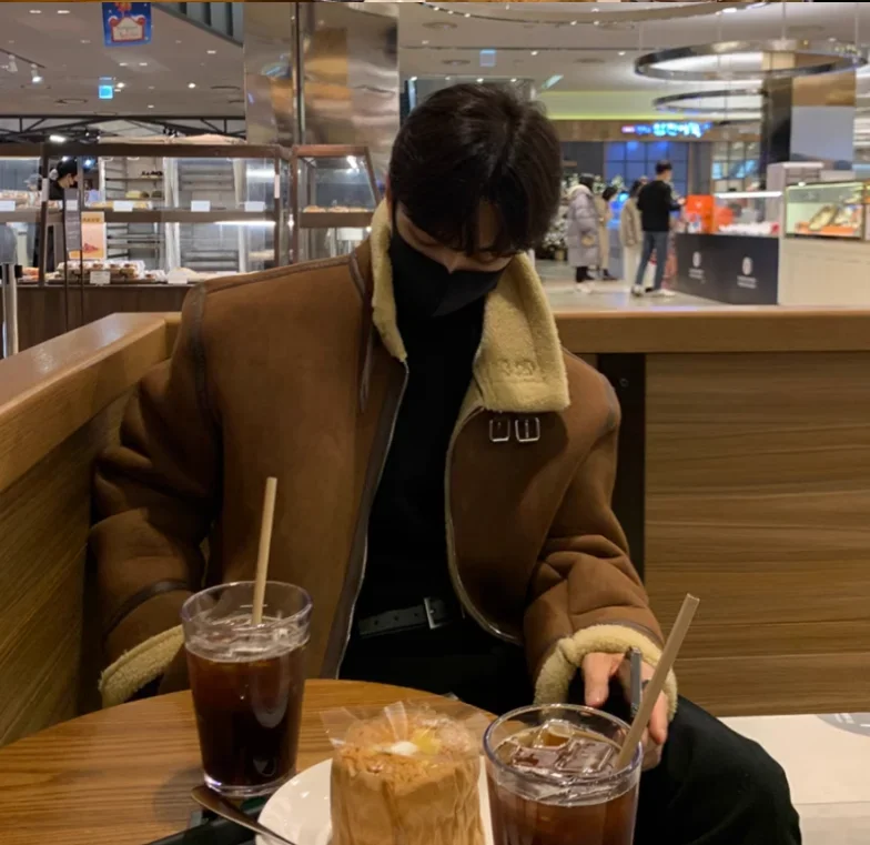 Korean Leather Coat Men's Warm Fashion Casual Thicken Lamb Wool Jacket Men Loose Thick Lamb Wool Cotton Coats Men's Clothe M-2XL