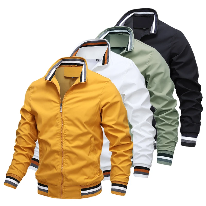 Men’s Windbreaker Jacket White Casual Jacket Fashion Men Outdoor Waterproof Sports Coat Spring Summer Bomber jacket Men Clothing