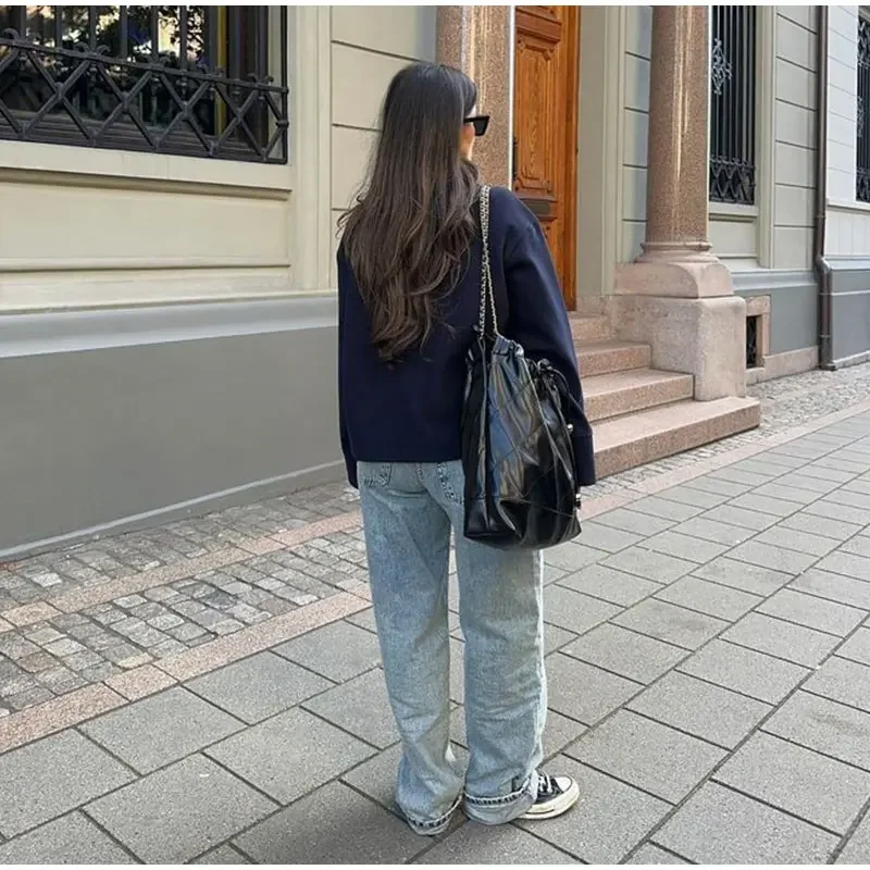 Women Fashion Stand Collar Woolen Jacket Single Breasted Long Sleeve Female Coat 2025 Autumn Chic Street Office Short Outerwears