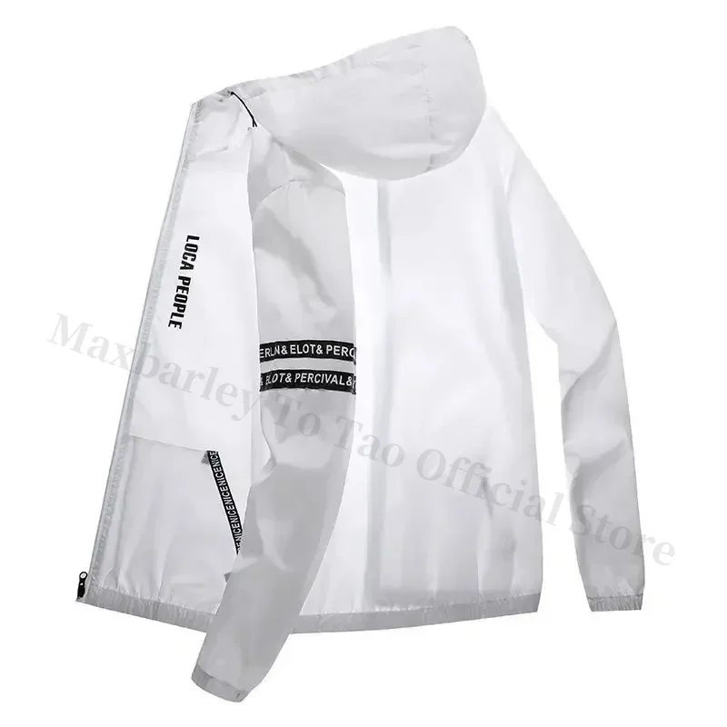 Summer Sun Protection Clothing Men's Casual Waterproof Quick-drying Bicycle Hooded Jacket Plus Size Hiking Thin Skin windbreaker